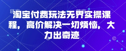 淘宝付费玩法无界实操课程，高价解决一切烦恼，大力出奇迹-资源教程须哥