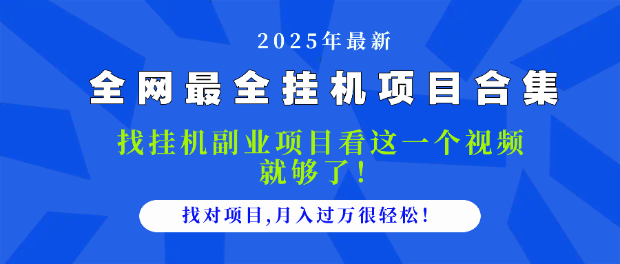 2025最全挂机项目合集 找项目看这一个视频就够了，做对项目月入过万很...-资源教程须哥