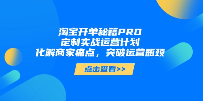 淘宝开单秘籍PRO,定制实战运营计划,化解商家痛点,突破运营瓶颈-资源教程须哥