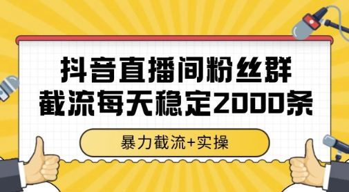 抖音直播间粉丝群暴力截流，一台电脑每天稳定2000条数据，暴力截流+实操 【揭秘】-资源教程须哥