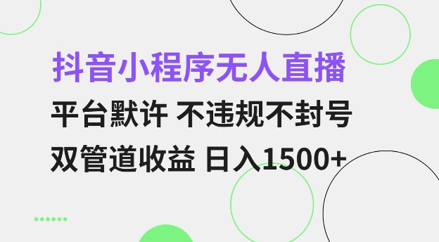 抖音小程序无人直播 平台默许 不违规不封号 双管道收益 日入多张 小白也能轻松操作【仅揭秘】-资源教程须哥