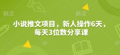 小说推文项目，新人操作6天，每天3位数分享课-资源教程须哥