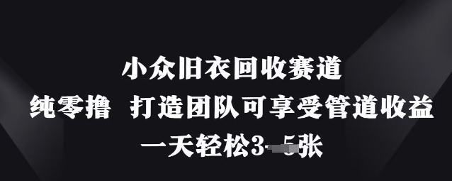 小众旧衣回收赛道，纯零撸 打造团队可享受管道收益，一天轻松3张-资源教程须哥