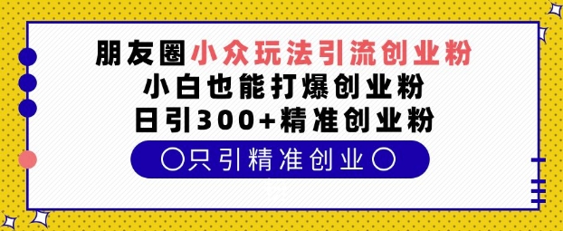 朋友圈小众玩法引流创业粉，小白也能打爆创业粉，日引300+精准创业粉【揭秘】-资源教程须哥