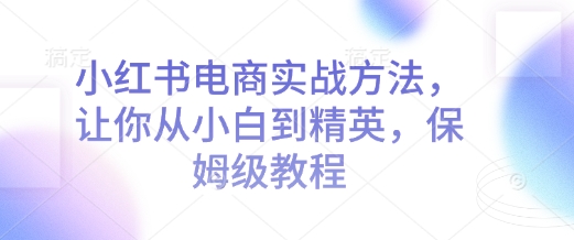 小红书电商实战方法，让你从小白到精英，保姆级教程-资源教程须哥