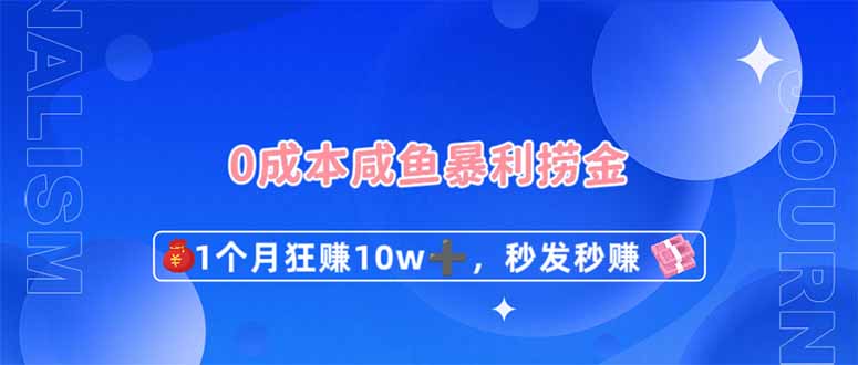 0成本闲鱼暴利捞金，1个月狂赚10W+，秒发秒赚新玩法-资源教程须哥