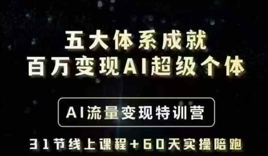 五大体系成就百万变现AI超级个体- AI流量变现特训营，一步一步教你一个人怎么年入百W-资源教程须哥