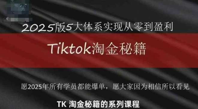TikTok跨境2025淘金秘籍，​2025TikTok从0到盈利变现-资源教程须哥