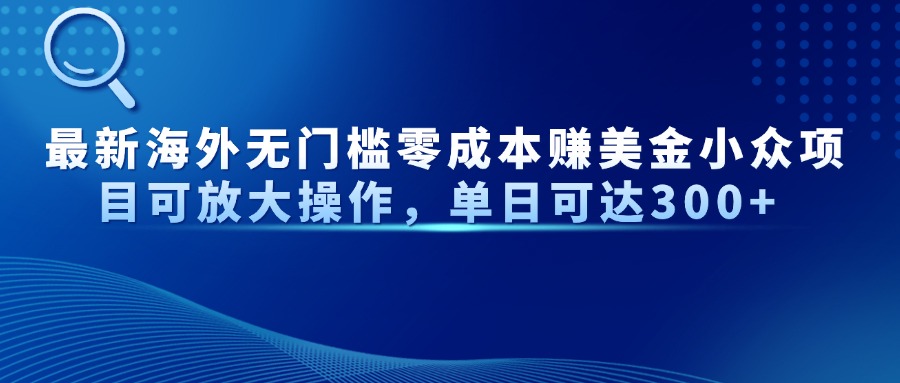 最新海外无门槛零成本赚美金小众项目可放大操作，单日可达300+-资源教程须哥