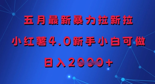 五月最新暴力拉新拉，小红薯4.0新手小白可做，日入多张-资源教程须哥