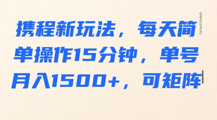 携程新玩法，每天简单操作15分钟，单号月入1500+，可矩阵-资源教程须哥