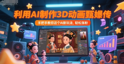 利用AI制作3D动画甄嬛传，流量爆了，手把手教你这个AI新玩法，轻松涨粉-资源教程须哥