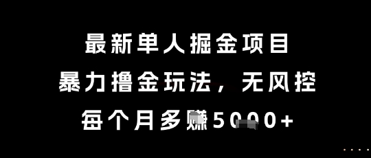 最新单人掘金项目，暴力撸金玩法，无风控，每个月多挣5k+【揭秘】-资源教程须哥
