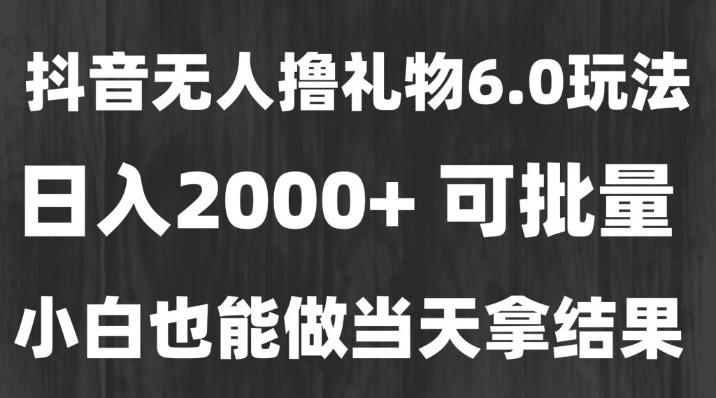 最新风口暴力撸金技术，无人撸礼物，长期稳定 一天收益2000+，小白当天...-资源教程须哥