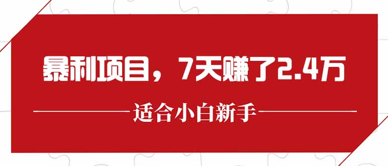 最新暴利项目，每单收益轻松在300以上，7天赚了2.4万-资源教程须哥