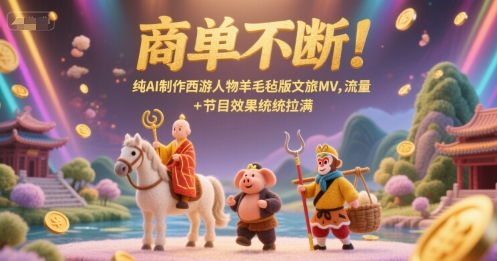 商单不断！纯AI制作西游人物羊毛毡版文旅MV，流量+节目效果统统拉满-资源教程须哥