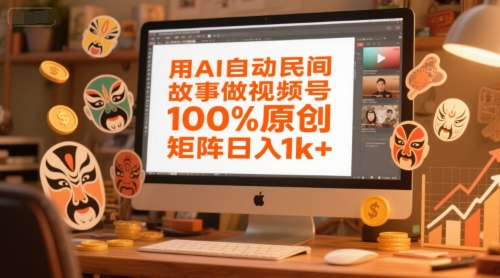 用AI自动民间故事做视频号，100%原创，矩阵日入1k+-资源教程须哥