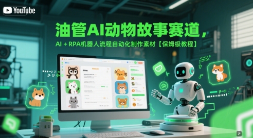 油管AI动物故事赛道，AI+RPA机器人流程自动化制作素材【保姆级教程】-资源教程须哥