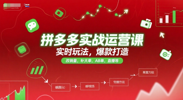 拼多多实战运营课，实时玩法，爆款打造，改销量，补大单，AB单，直播等(更新2025月)-资源教程须哥