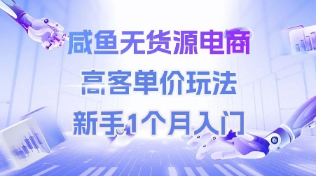 咸鱼无货源电商，高客单价玩法，新手1个月入门-资源教程须哥