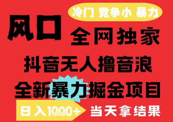 25年6月高爆抖音无人直播最新撸音浪掘金项目，解放双手小白可做，无脑日入1k+，门槛低【揭秘】-资源教程须哥