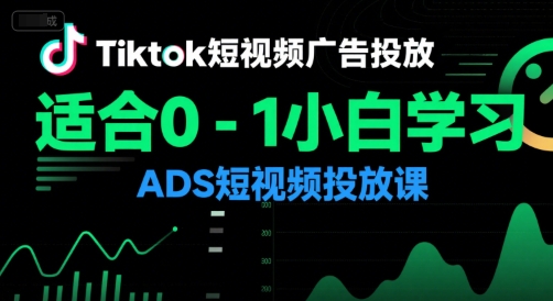 Tiktok短视频广告投放，适合0-1小白学习ADS短视频投放课-资源教程须哥