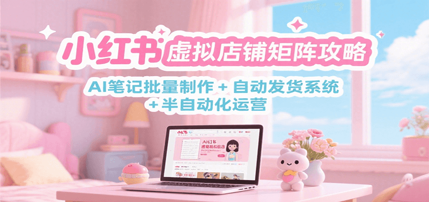小红书虚拟店铺矩阵攻略：AI笔记批量制作 + 自动发货系统 + 半自动化运营-资源教程须哥