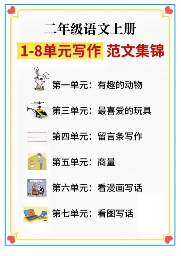二年级语文上册1-8单元看图写话范文集锦-资源教程须哥