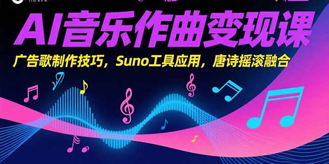 AI音乐作曲变现课，广告歌制作技巧，Suno工具应用，唐诗摇滚融合-资源教程须哥