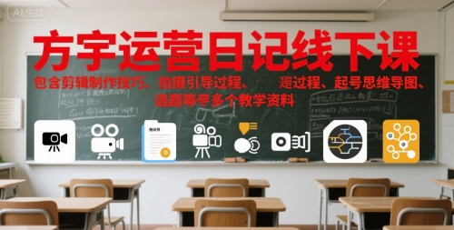 方宇运营日记线下课，包含剪辑制作技巧、拍摄引导过程、起号思维导图、选题等多个教学资料-资源教程须哥
