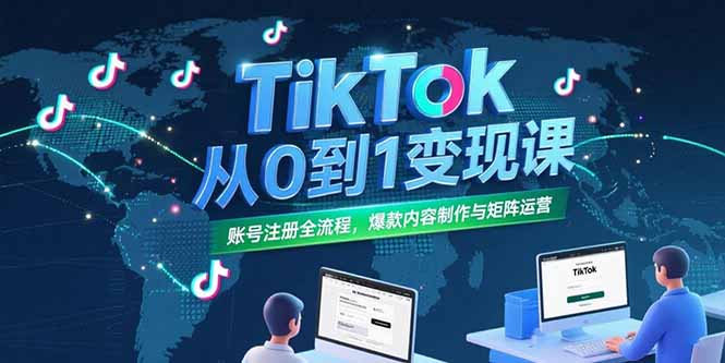 TikTok从0到1变现课，账号注册全流程，爆款内容制作与矩阵运营-资源教程须哥