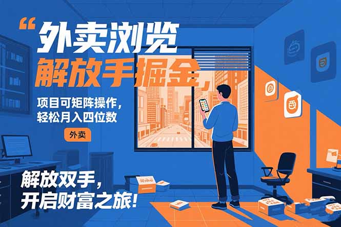 外卖浏览掘金项目 可矩阵操作 轻松日入500+-资源教程须哥