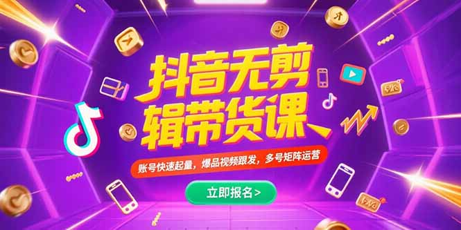 抖音不剪辑带货课,账号快速起量,爆品视频跟发,多号矩阵运营-资源教程须哥