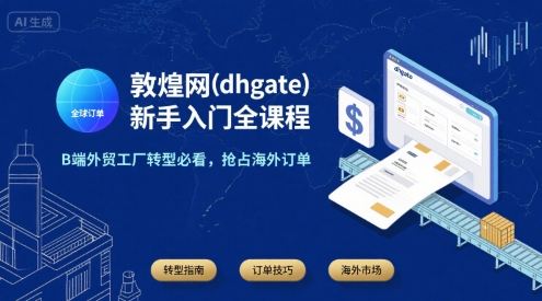 敦煌网(dhgate)新手入门全课程，B端外贸工厂转型必看，抢占海外订单-资源教程须哥