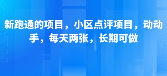新跑通的项目，小区点评项目，动动手，每天两张，长期可做-资源教程须哥