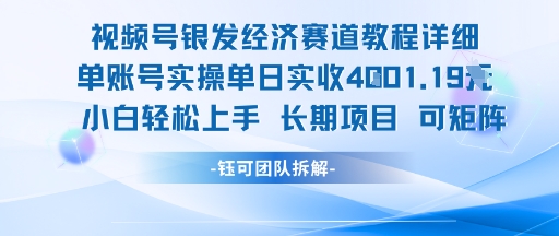 视频号银发经济赛道单账号实操单日实收1k+，小白轻松上手长期项目-资源教程须哥