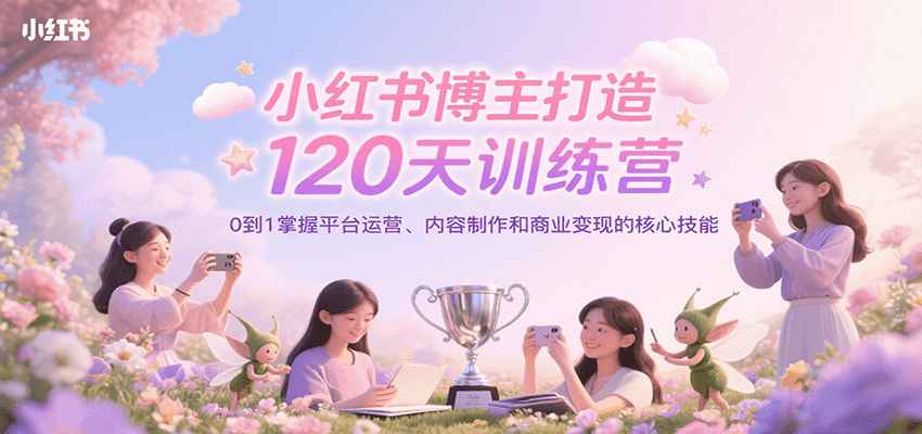 小红书博主打造120天训练营，0到1掌握平台运营、内容制作和商业变现-资源教程须哥