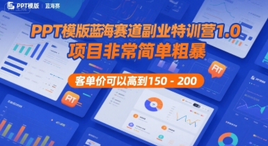 PPT模版蓝海赛道副业特训营1.0，项目非常简单粗暴，客单价可以高到150-200-资源教程须哥