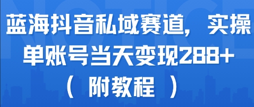 蓝海抖音私域赛道，实操单账号当天变现288+(附教程)-资源教程须哥