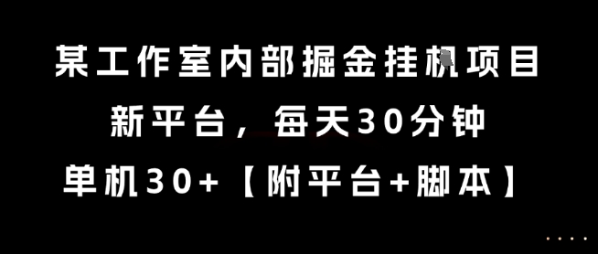 某工作室内部掘金挂G项目，新平台，每天30分钟，单机30+【揭秘】-资源教程须哥