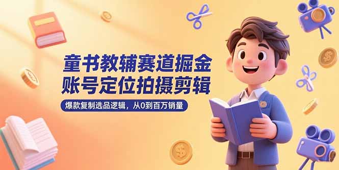 童书教辅赛道掘金，账号定位拍摄剪辑，爆款复制选品逻辑，从0到百万销量-资源教程须哥