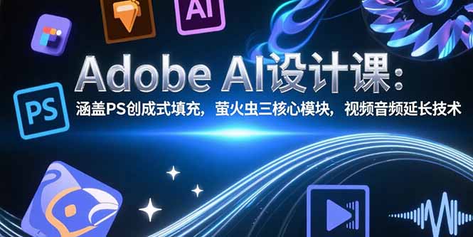 Adobe AI设计课:涵盖PS创成式填充,萤火虫三核心模块,视频音频延长技术-资源教程须哥