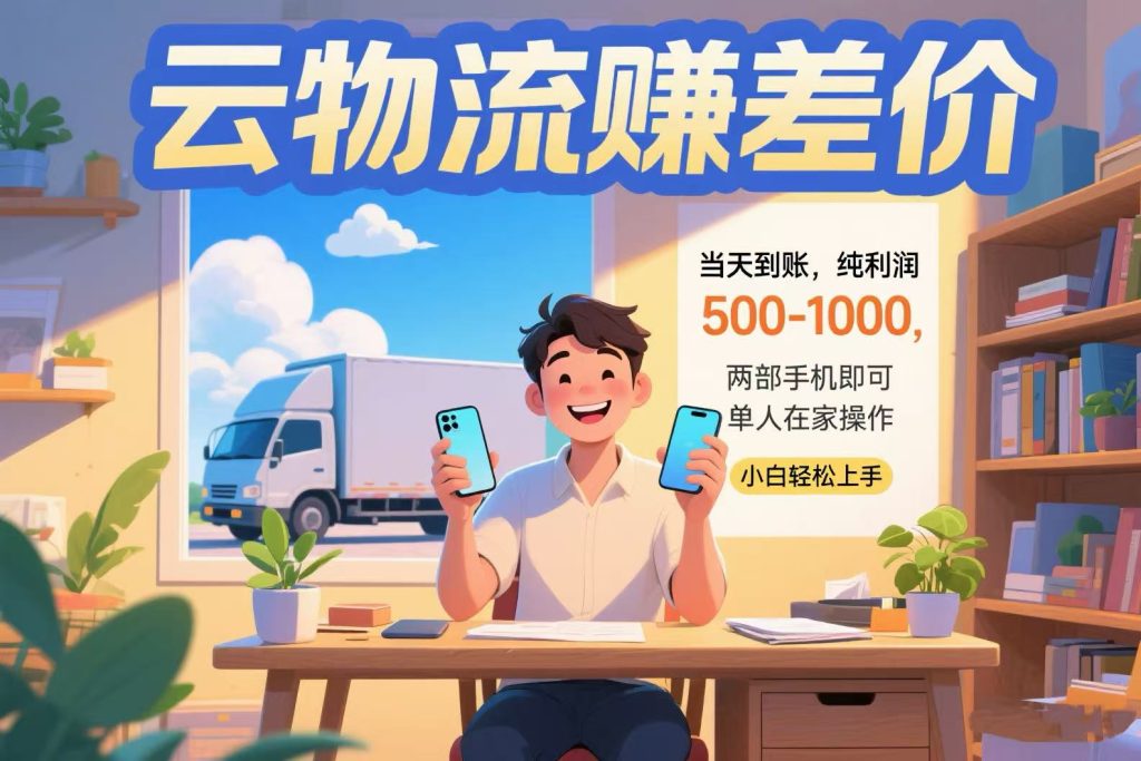 云物流赚差价 当天到账纯利润500-1000 两部手机即可 可单人在家操作 小...-资源教程须哥