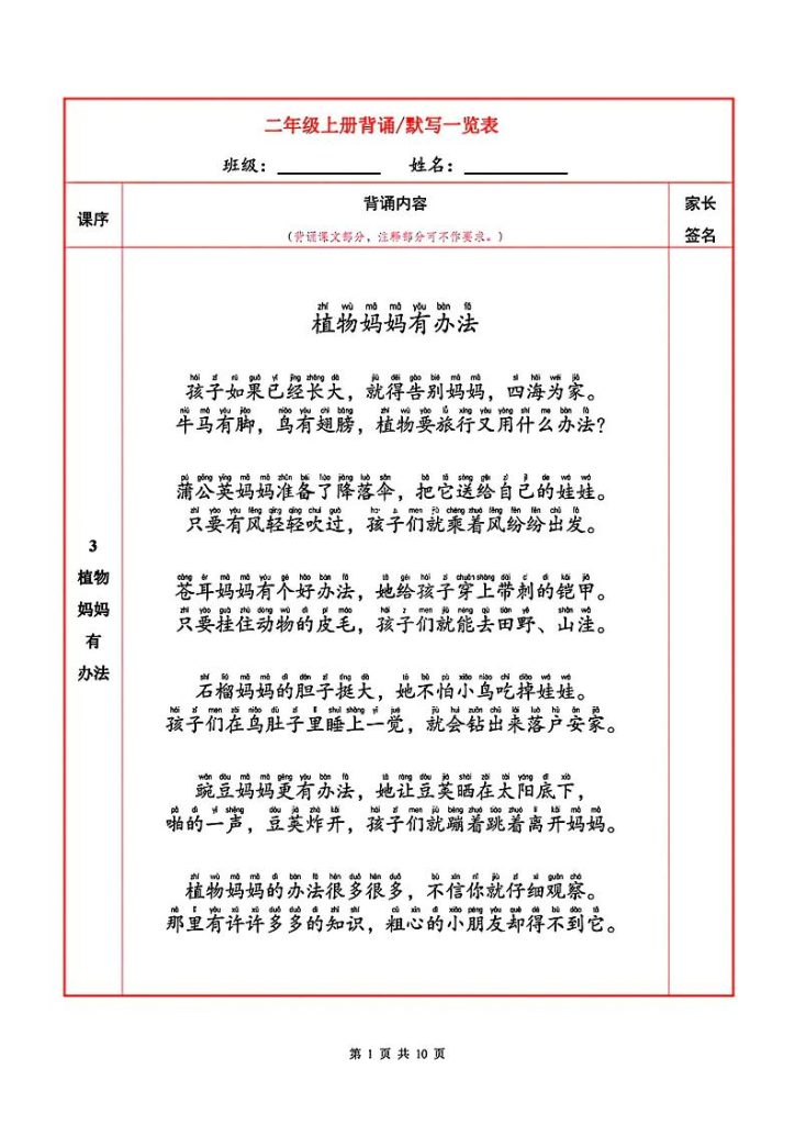 二上语文必背内容+默写表-资源教程须哥