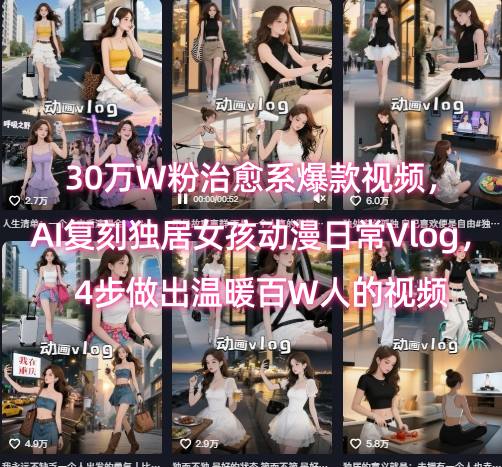 30万W粉治愈系爆款视频，AI复刻独居女孩动漫日常Vlog，4步做出温暖百W人的视频-资源教程须哥
