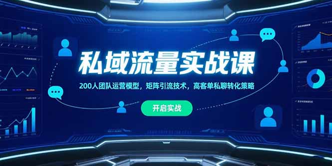 私域流量实战课，200人团队运营模型，矩阵引流技术，高客单私聊转化策略-资源教程须哥