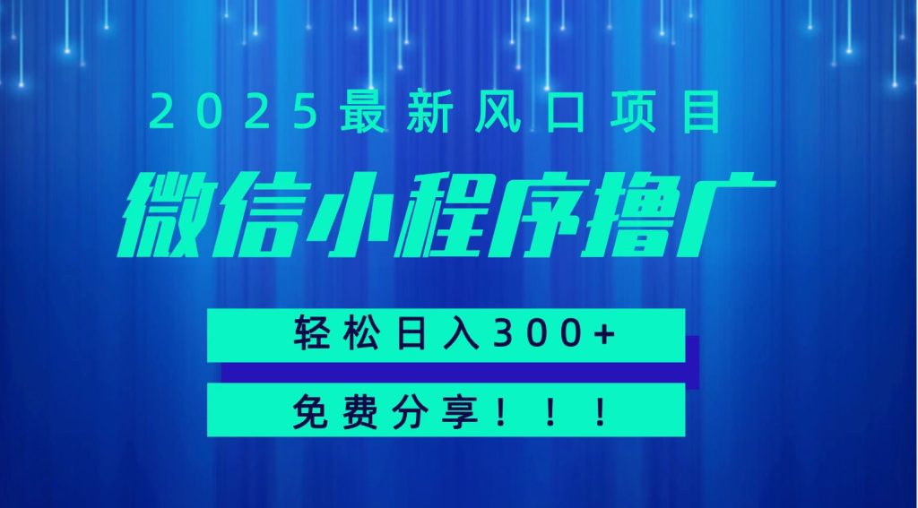微信小程序撸广，最新风口项目，日入300+ 免费分享 可批量操作 小白可轻松上手！！-资源教程须哥
