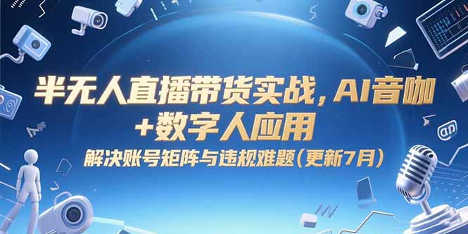 半无人直播带货实战，AI音咖+数字人应用 解决账号矩阵与违规难题(更新7月-资源教程须哥