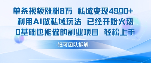 单条视频私域变现4.9k+利用AI做私域玩法 已经开始火热0基础也能做的副业项目轻松上手-资源教程须哥