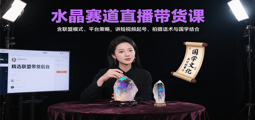 水晶赛道直播带货课：含联盟模式、平台策略，讲短视频起号、拍摄话术与国学结合-资源教程须哥
